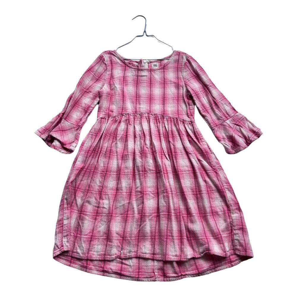 Gap Kids Girls Buffalo Plaid Ruffle Sleeve Dress - Large - Picture 2 of 7